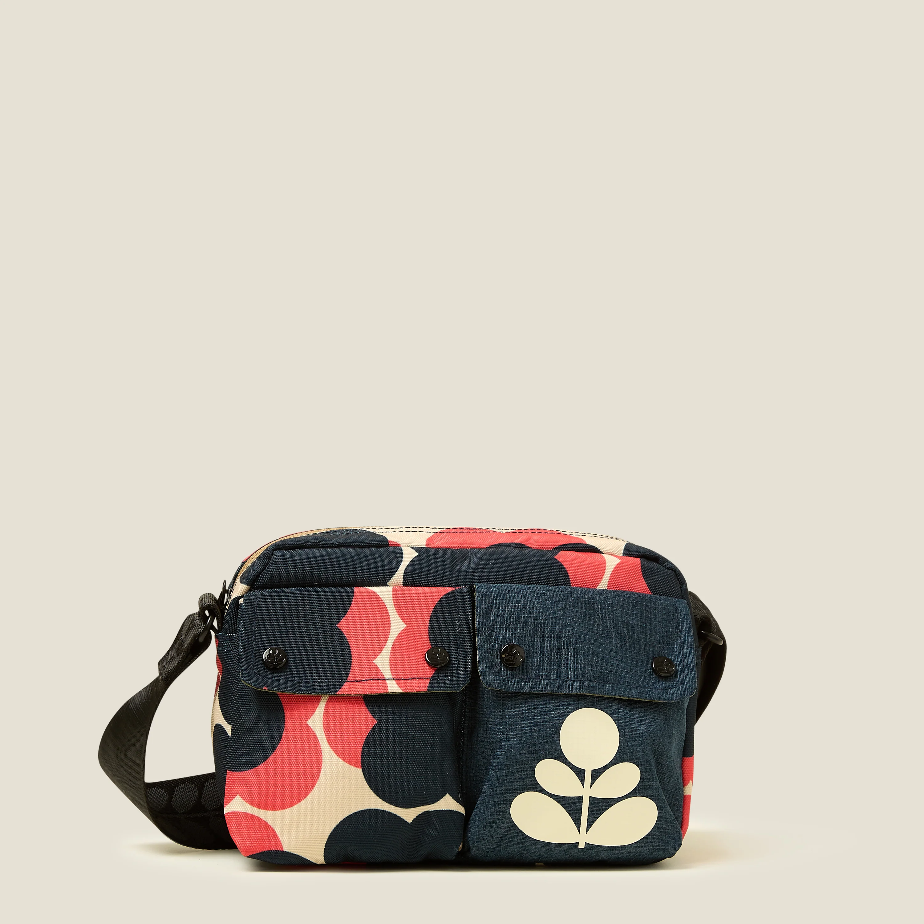 Angle Camera Bag - Floating Flower Navy Red - Image 2