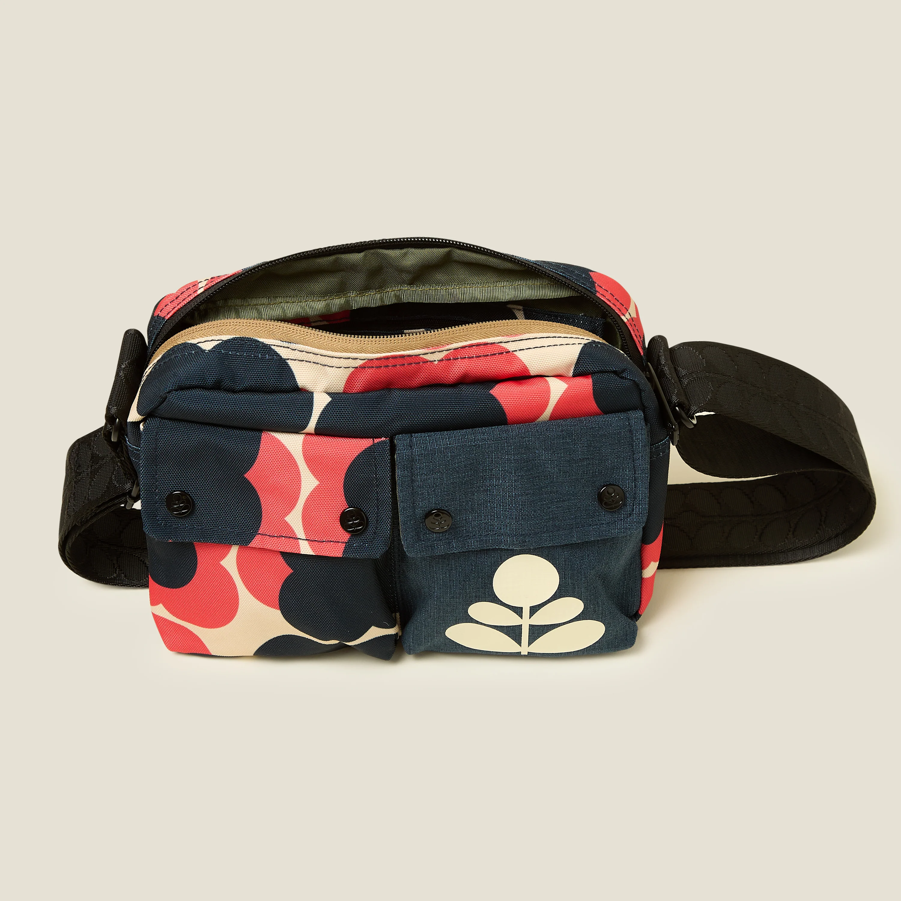 Angle Camera Bag - Floating Flower Navy Red - Image 4
