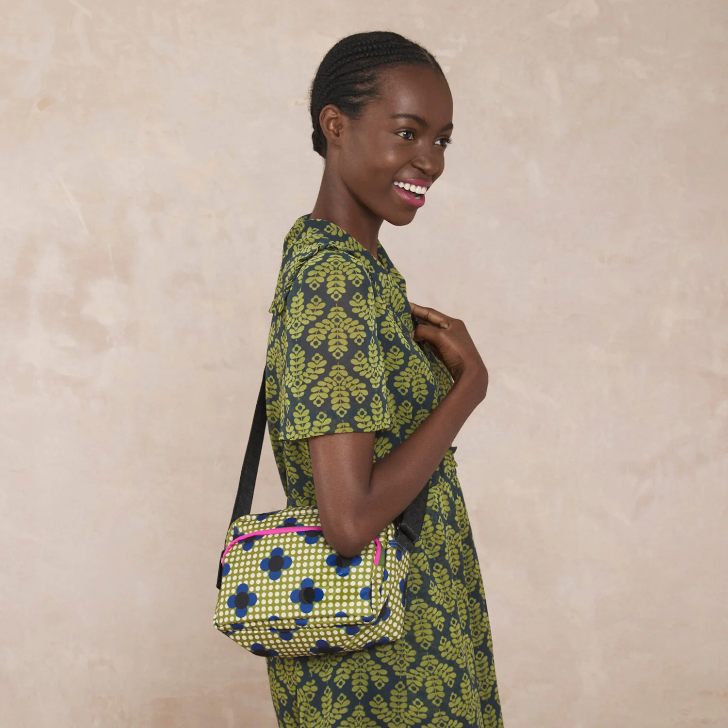 Angle Camera Bag - Flower Polka Dot Olive - Image 2