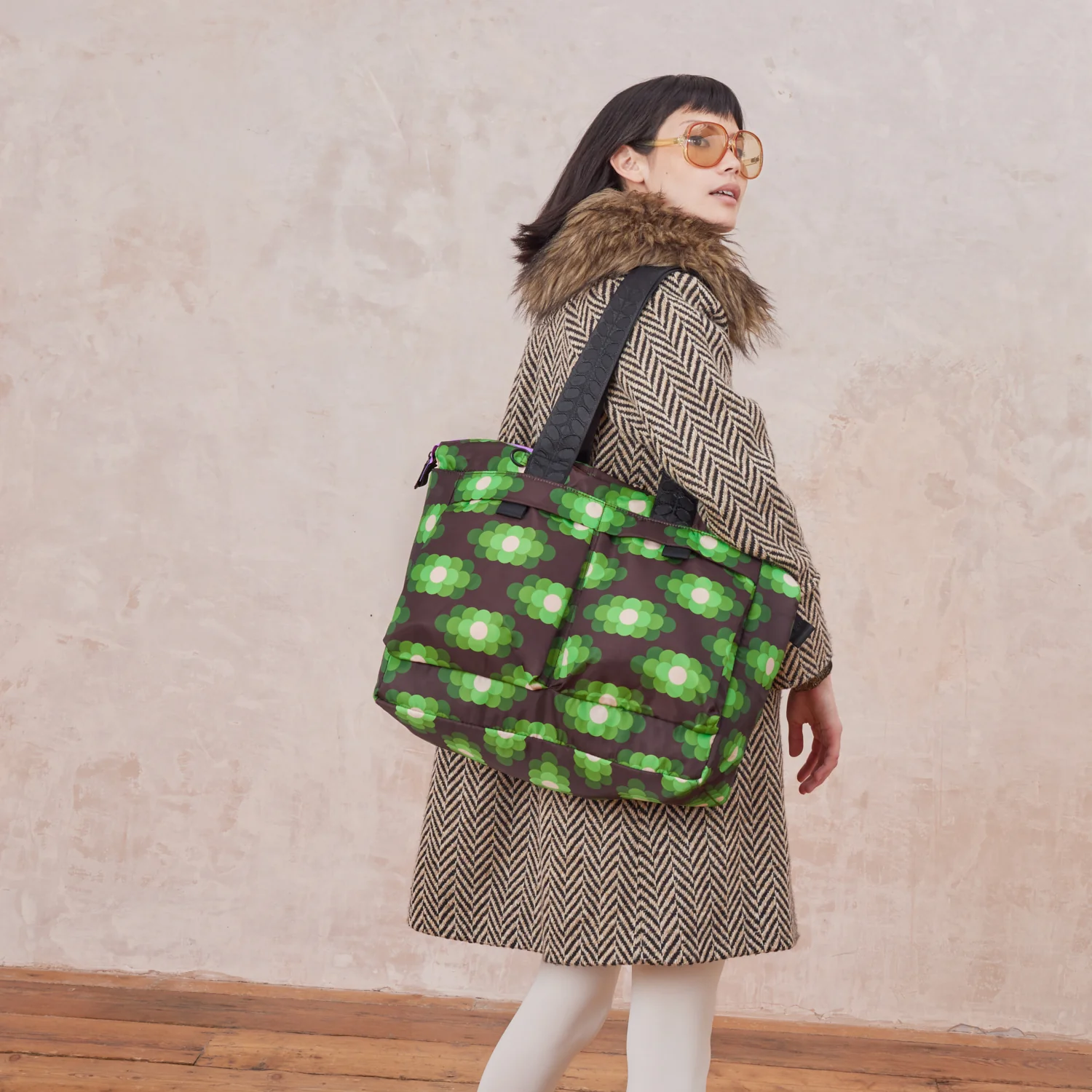 Axis Tote Bag - Flower Haze Neon Green - Image 2