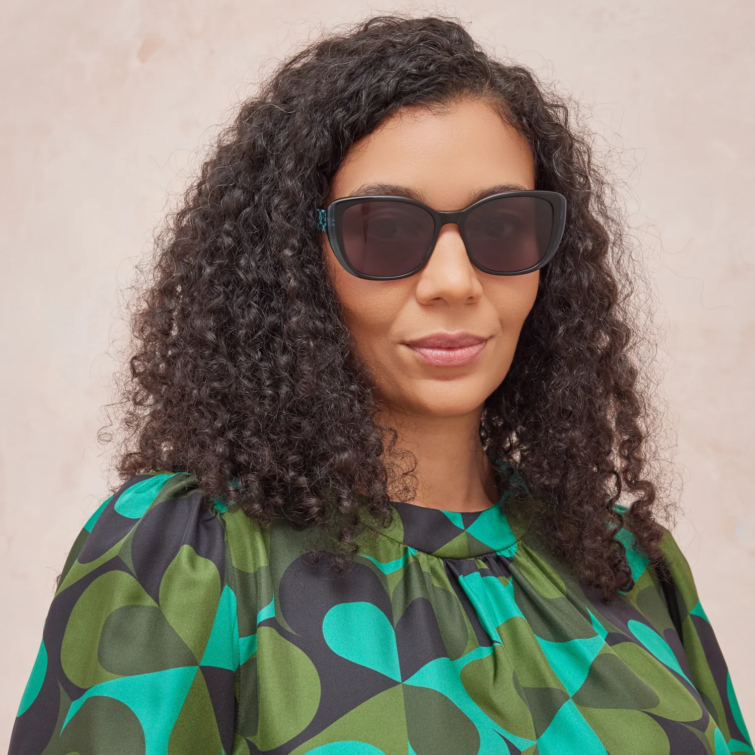 Azalea Sunglasses - Turquoise & Puzzle Flower Teal - Image 2