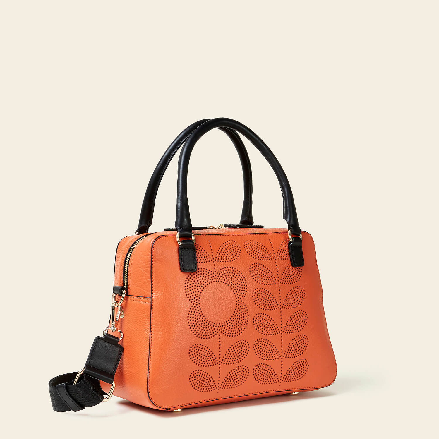 Beatrice Handbag - Punched Tall Flower Orange - Image 3