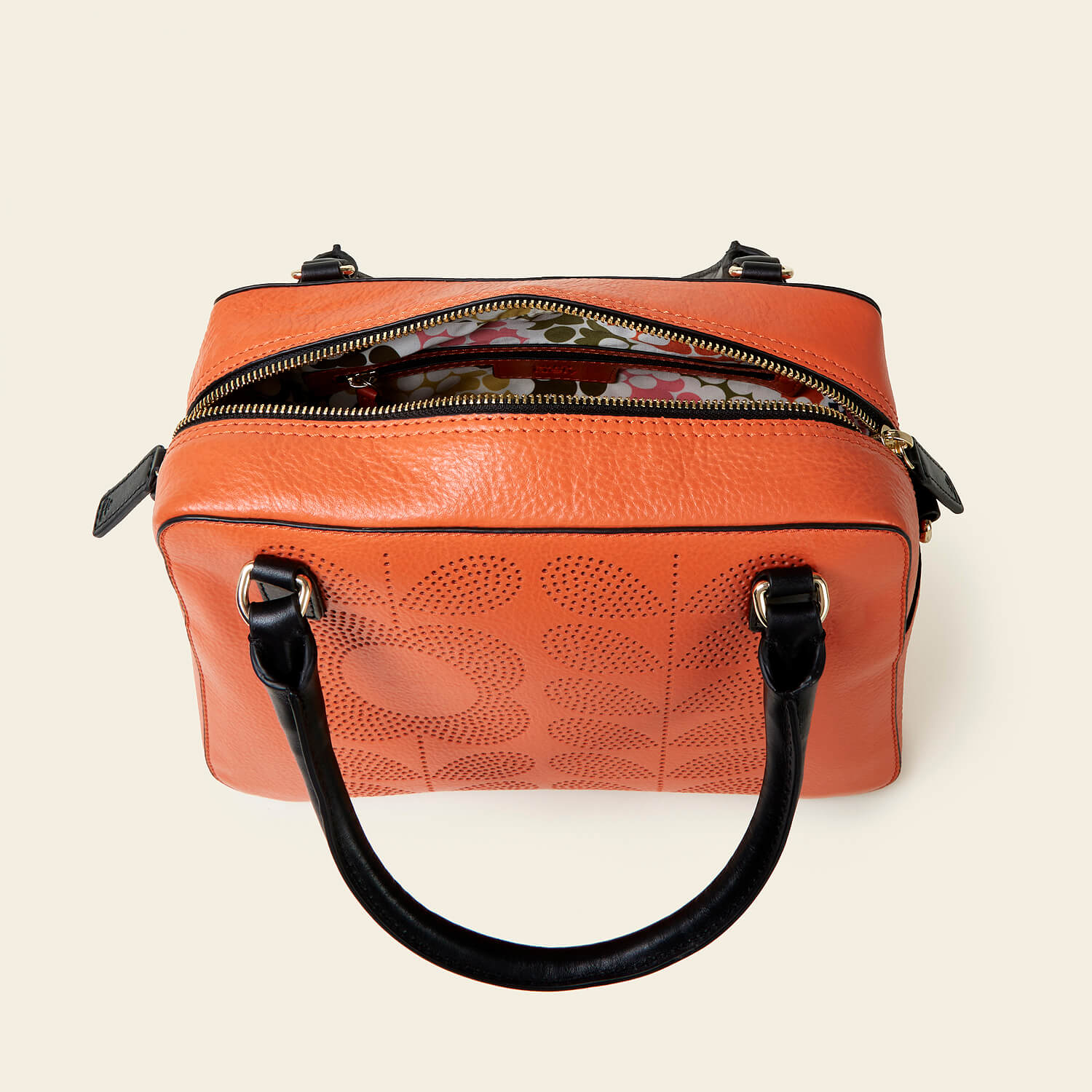 Beatrice Handbag - Punched Tall Flower Orange - Image 6