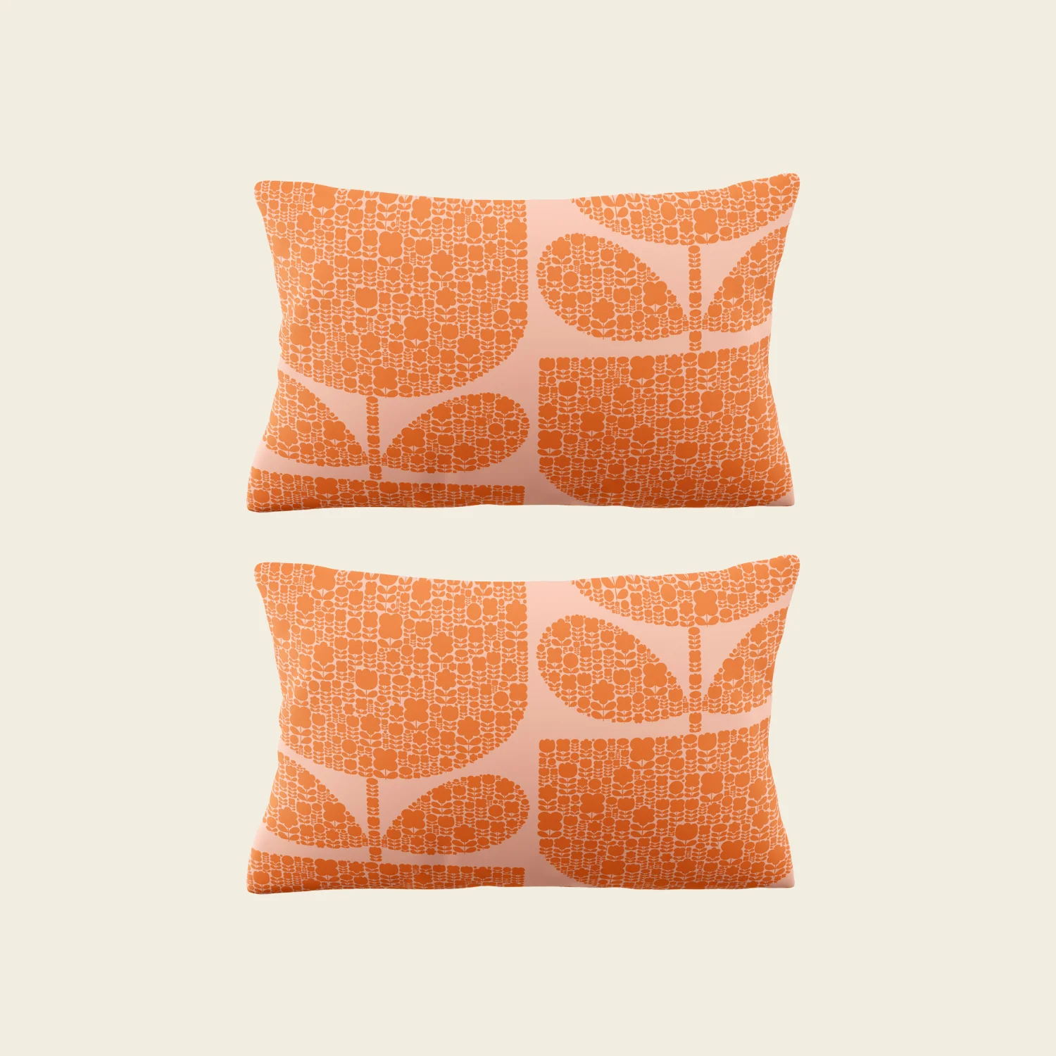 Block Garden Bed Linen Set - Orange Sorbet - Image 4