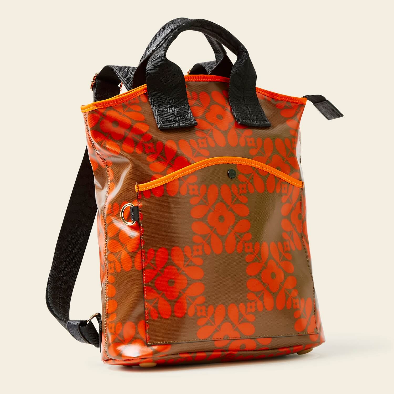 Carry Backpack - Lattice Flower Tile Conker - Image 3