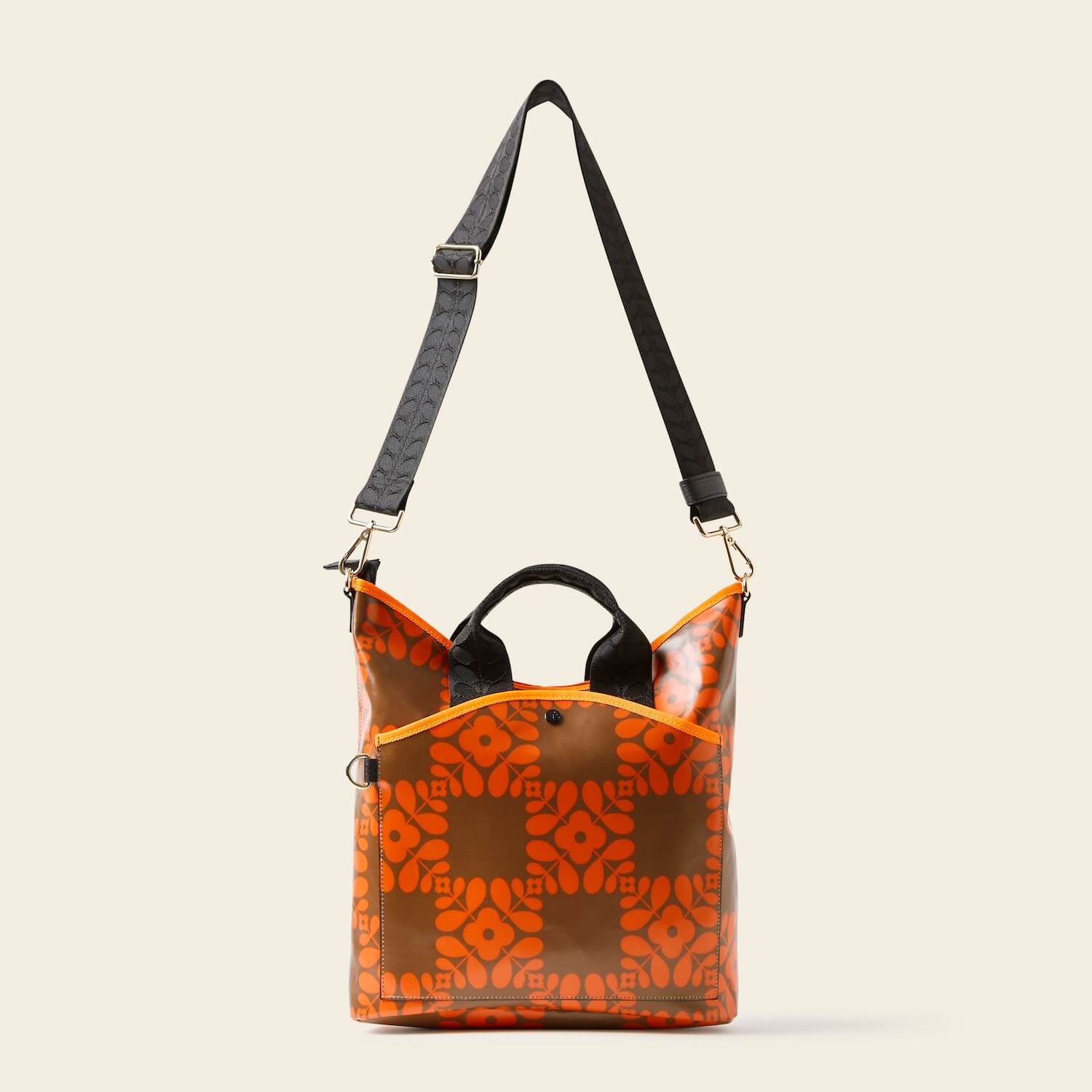Carry Grab Bucket Bag - Lattice Flower Tile Conker - Image 4