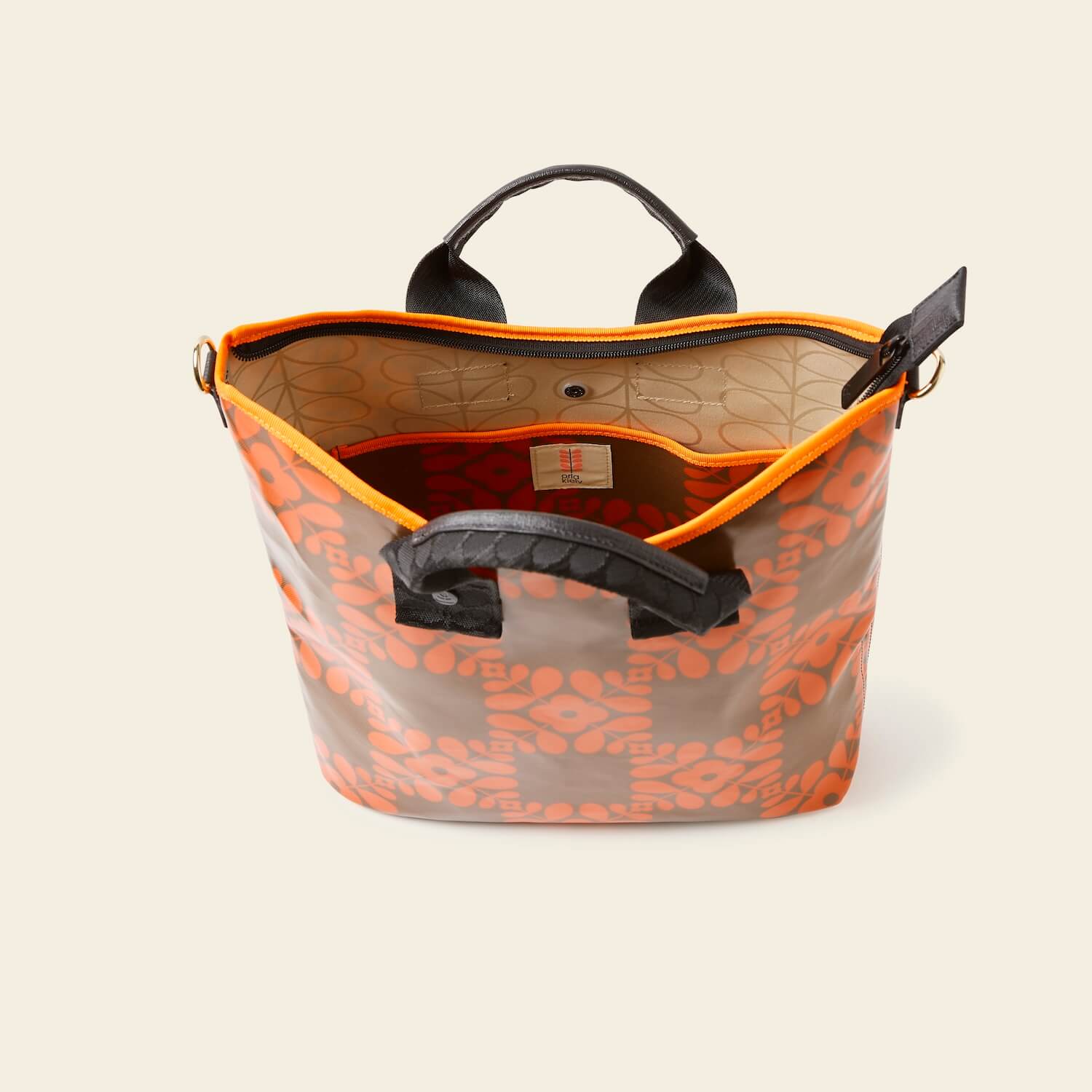 Carry Grab Bucket Bag - Lattice Flower Tile Conker - Image 5