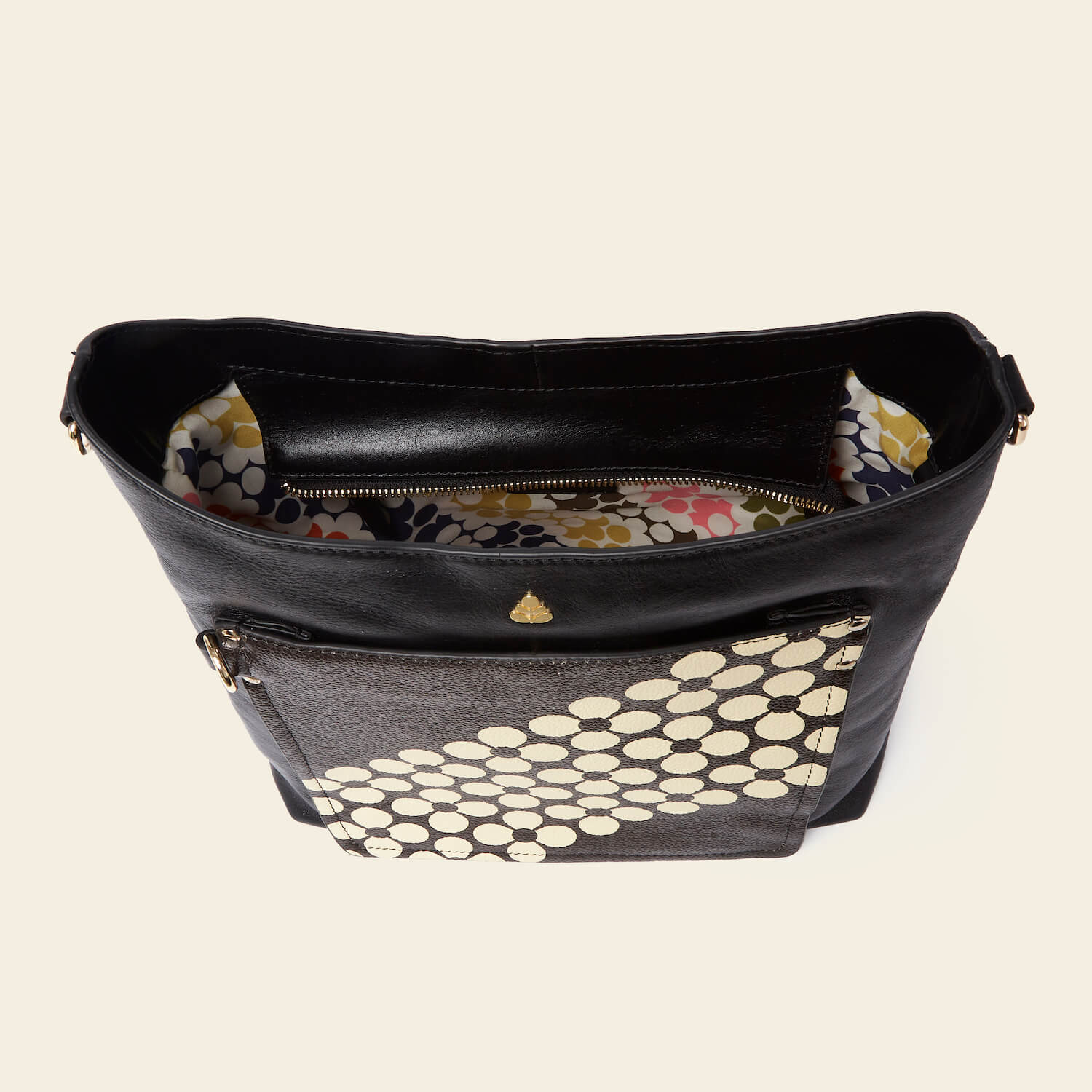 Carrymax Bucket Bag - Black Cream Flower - Image 5