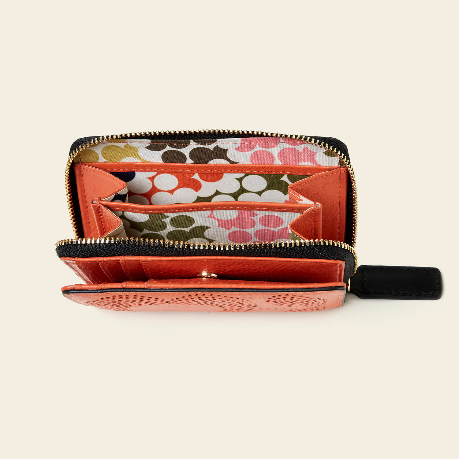 Celia Wallet - Punched Tall Flower Orange - Image 5
