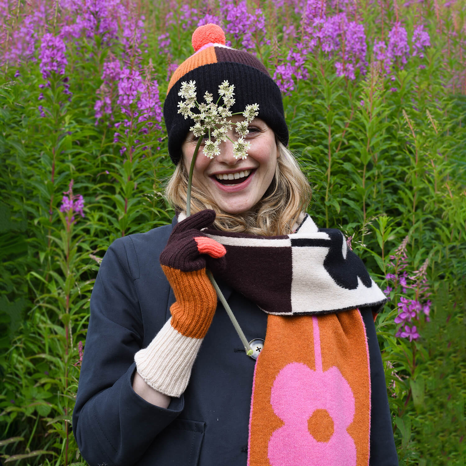 Colour Block Gloves - Neon Orange - Image 2