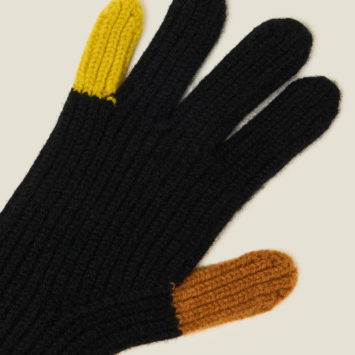 Colour Pop Wool Gloves - Cream Black - Image 3