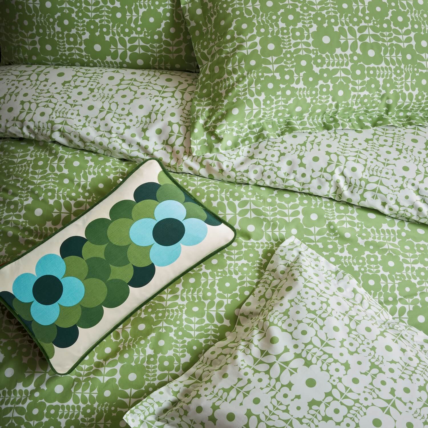 Criss Cross Stem Bed Linen Set - Basil Green - Image 5