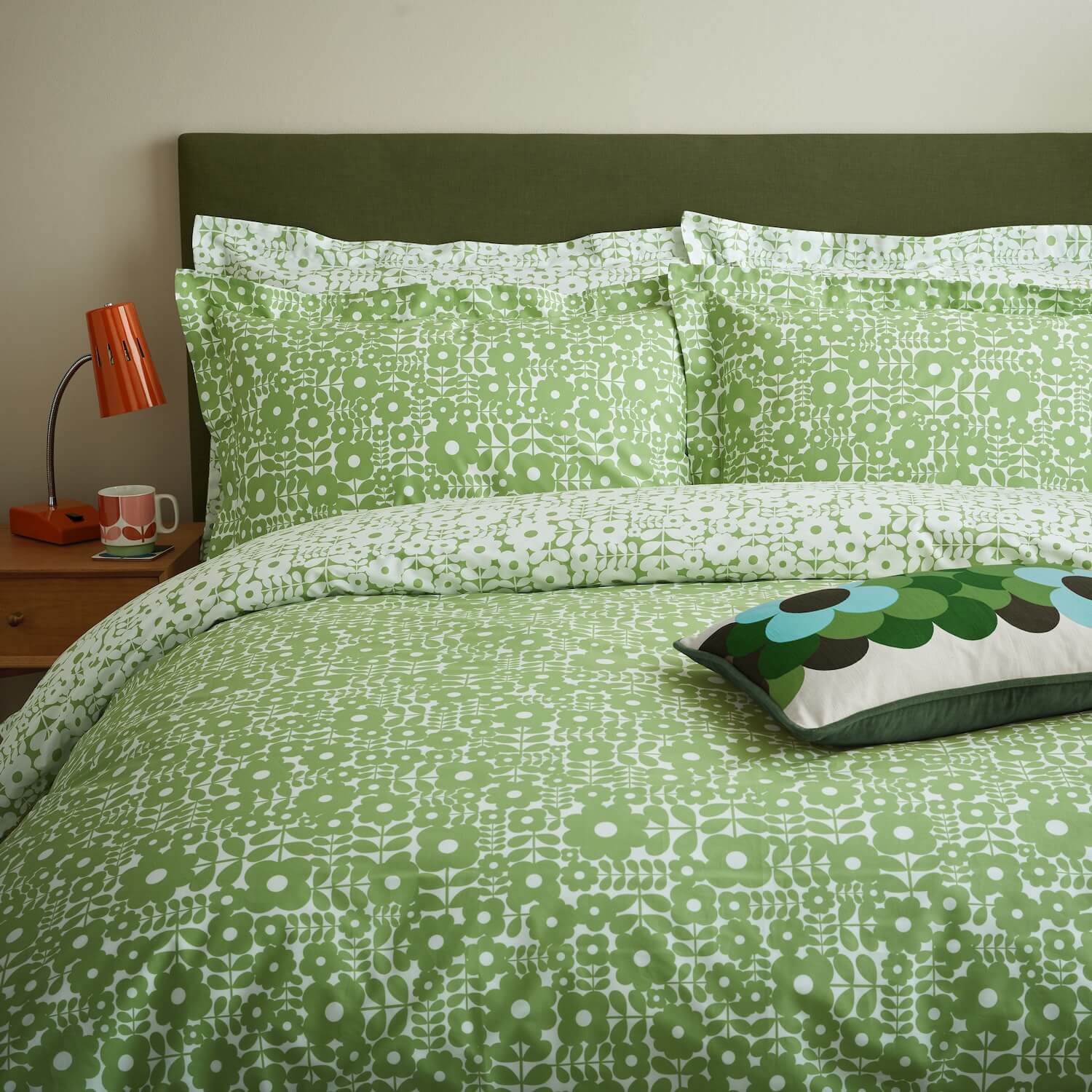 Criss Cross Stem Bed Linen Set - Basil Green - Image 6
