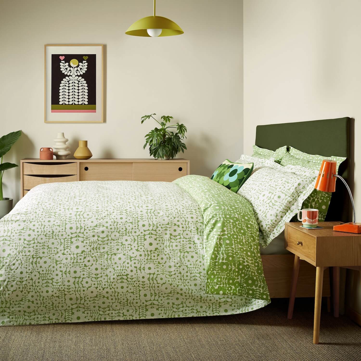 Criss Cross Stem Bed Linen Set - Basil Green - Image 7