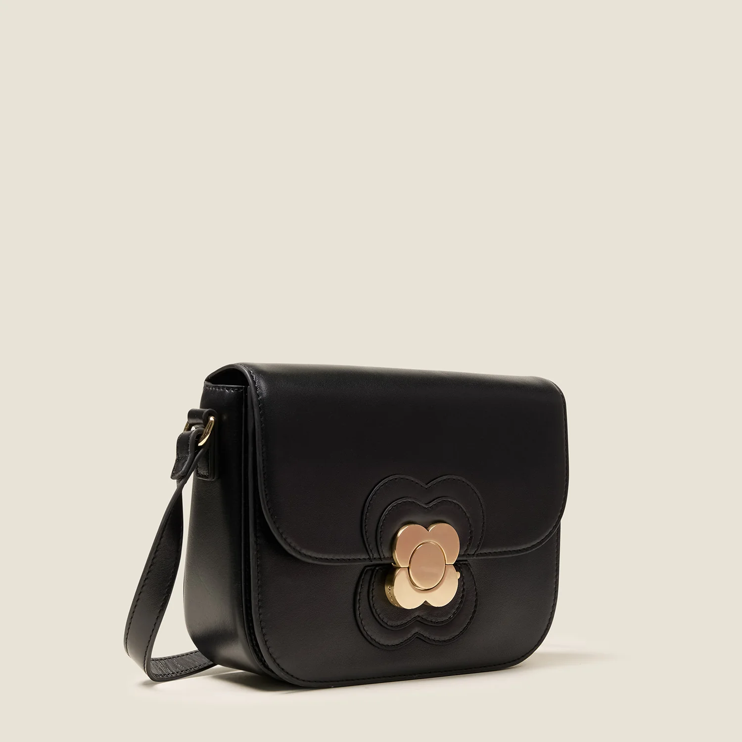 Eclipse Leather Crossbody Bag - Flower Applique Black - Image 2