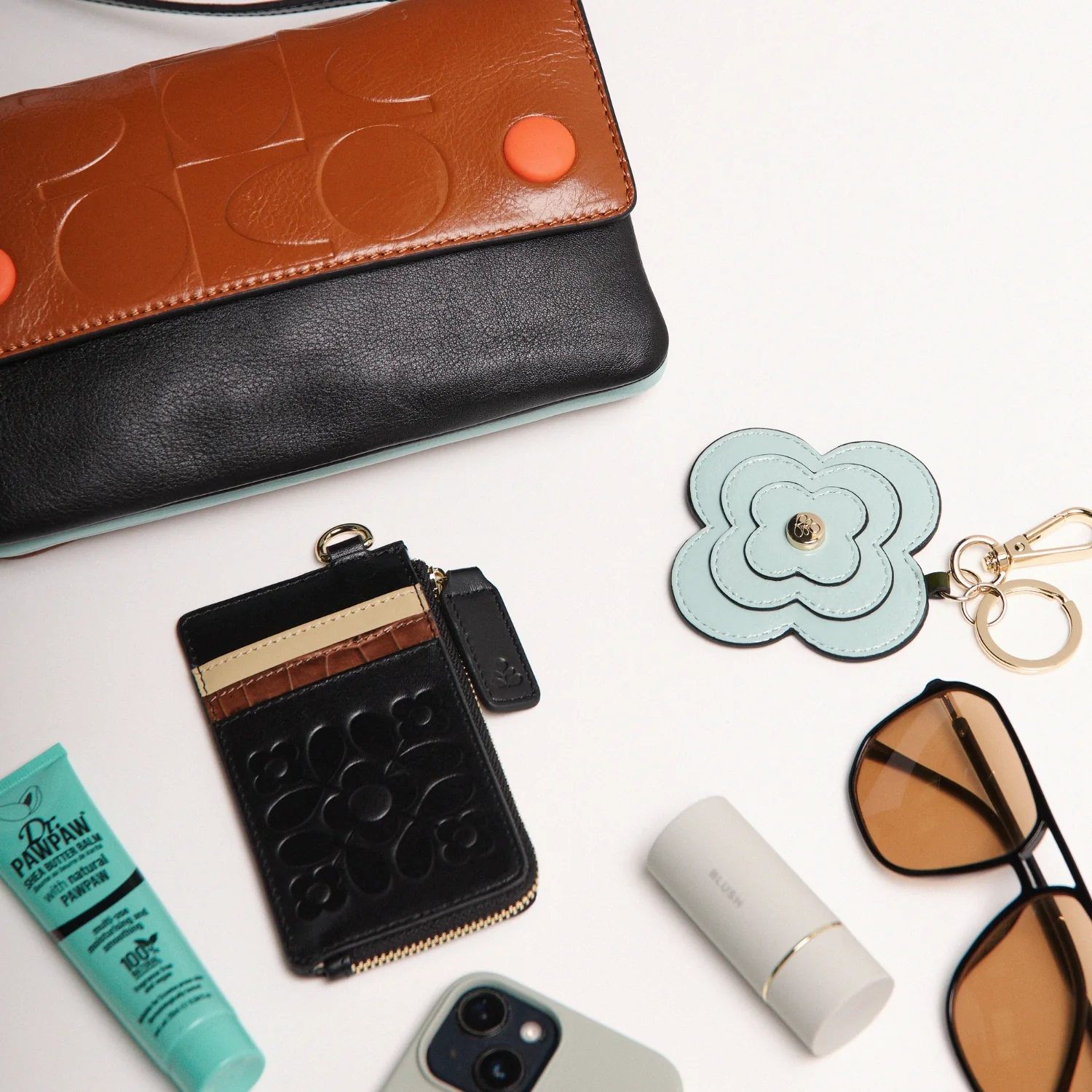 Flap Folio Leather Crossbody Bag - OK Colourblock Sienna - Image 2