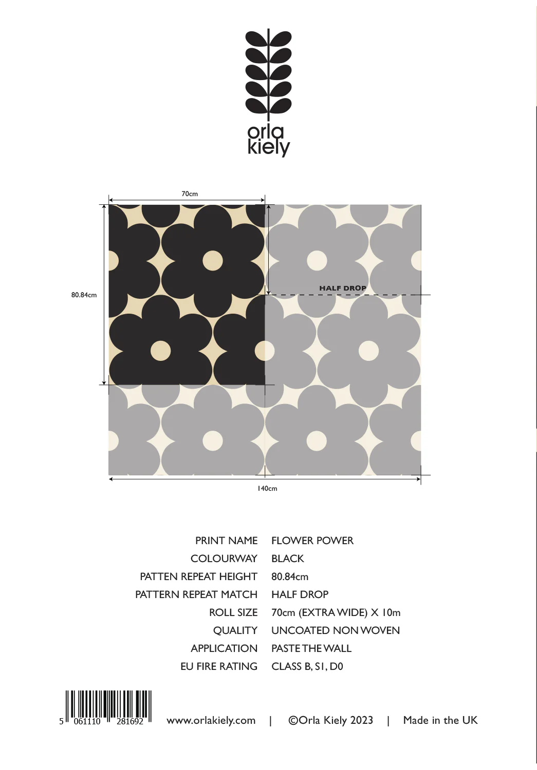 Flower Power Black Wallpaper Sample - Image 2
