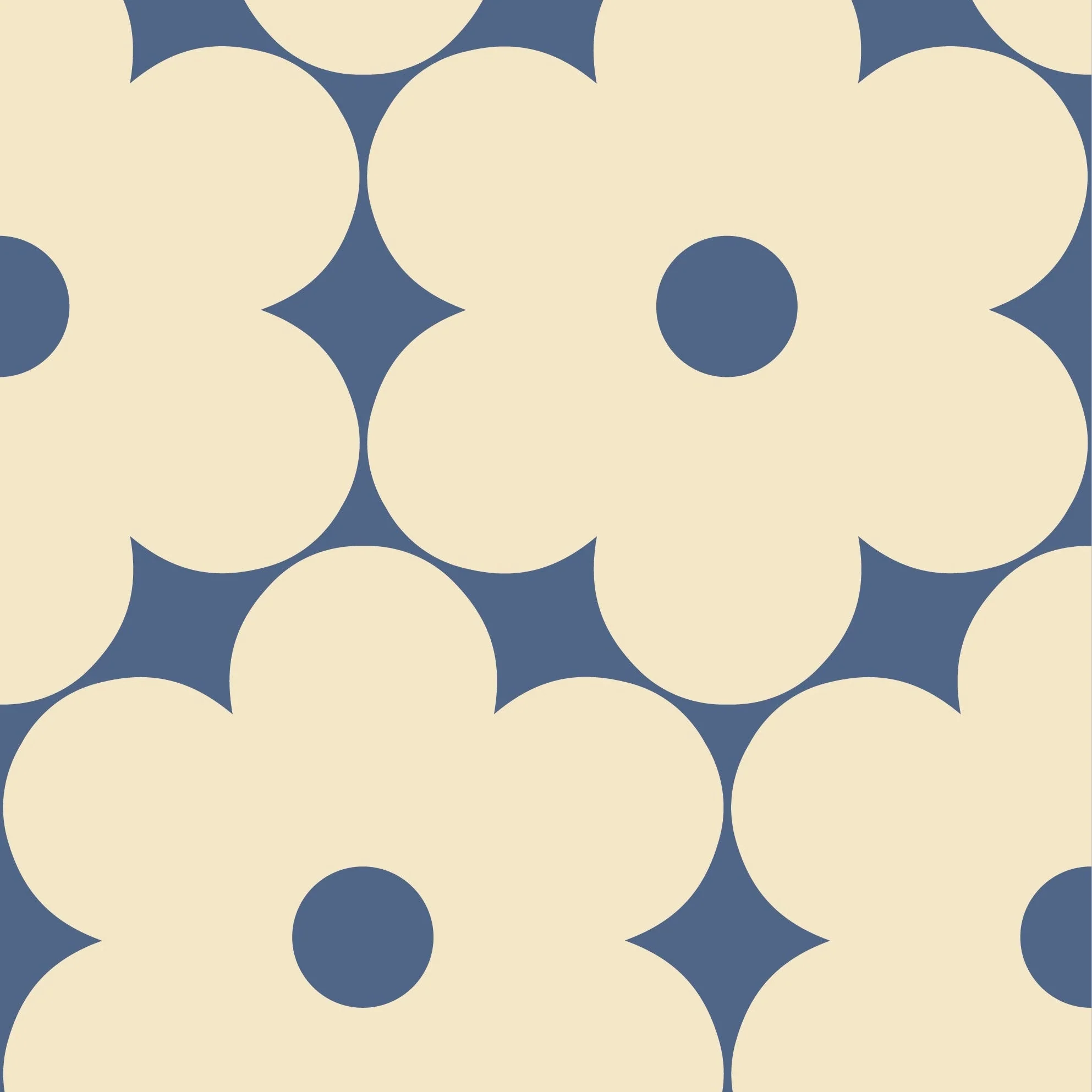 Flower Power Cream/Marine Wallpaper - Image 2