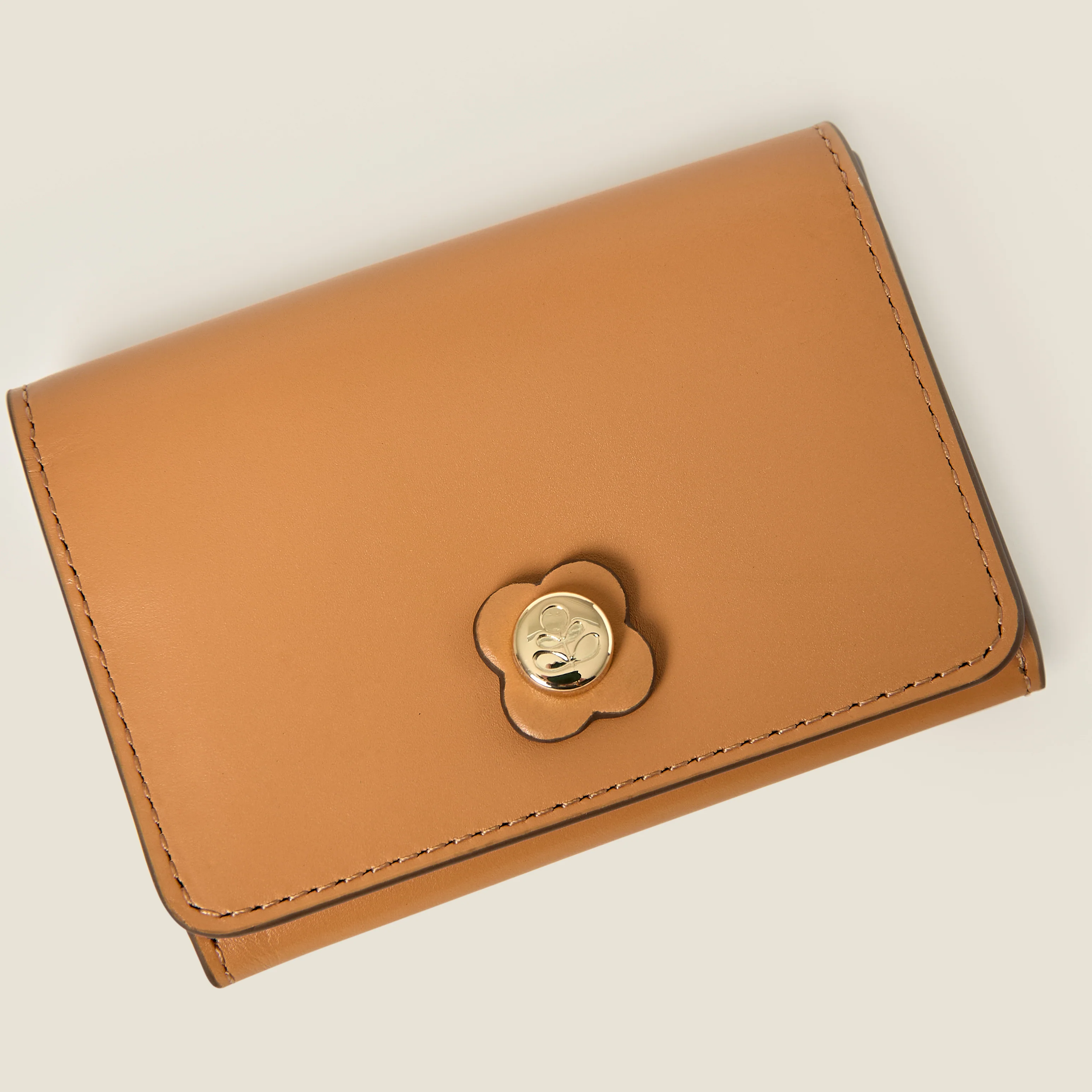 Folded Leather Card Holder - Light Tan - Image 5