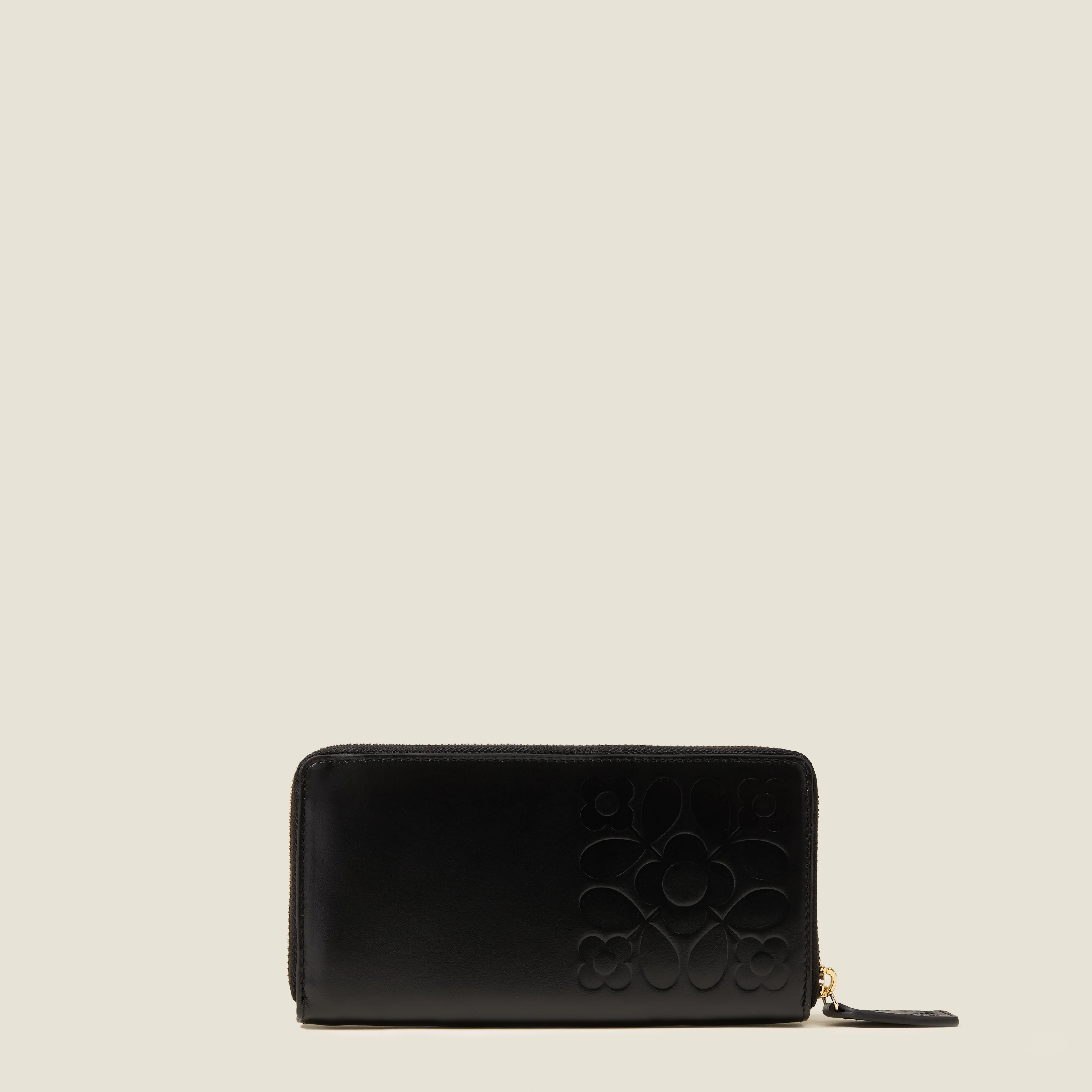 Forget Me Not Big Leather Wallet - Tile Emboss Black