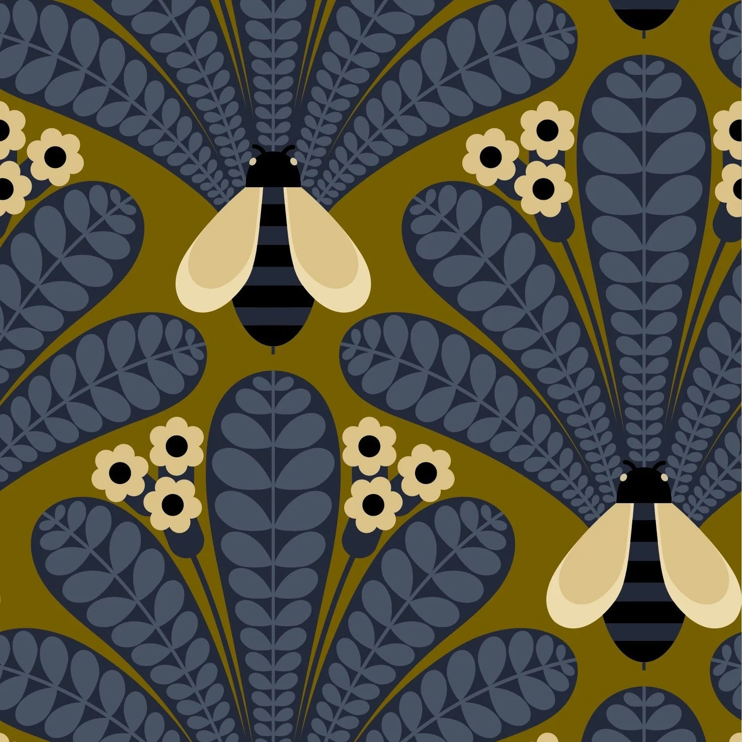 Honey-Bee Navy Wallpaper - Image 2