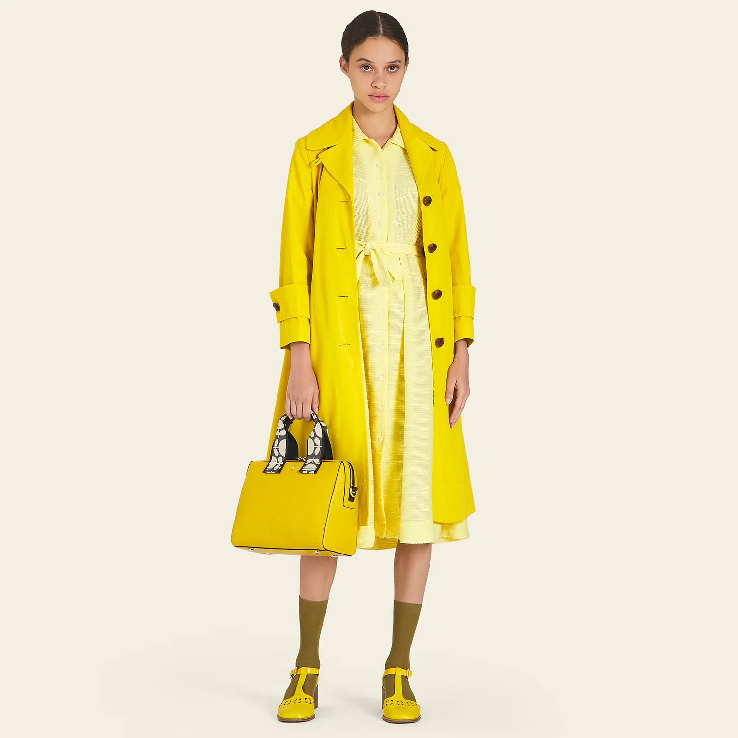 Large Iris Handbag - Embossed Yellow - Image 2