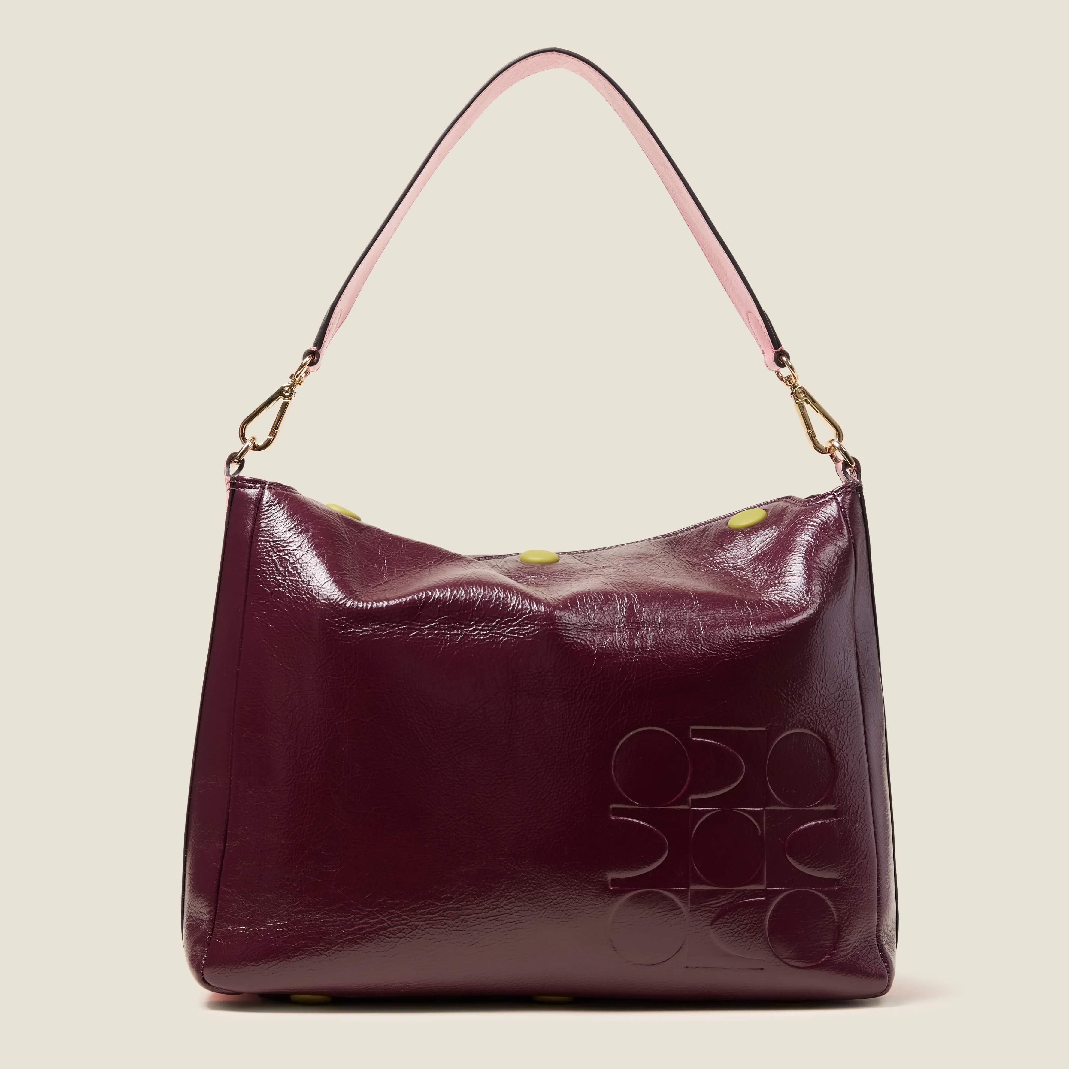 Large Softie Leather Shoulder Bag - OK Colourblock Burgundy - Image 3