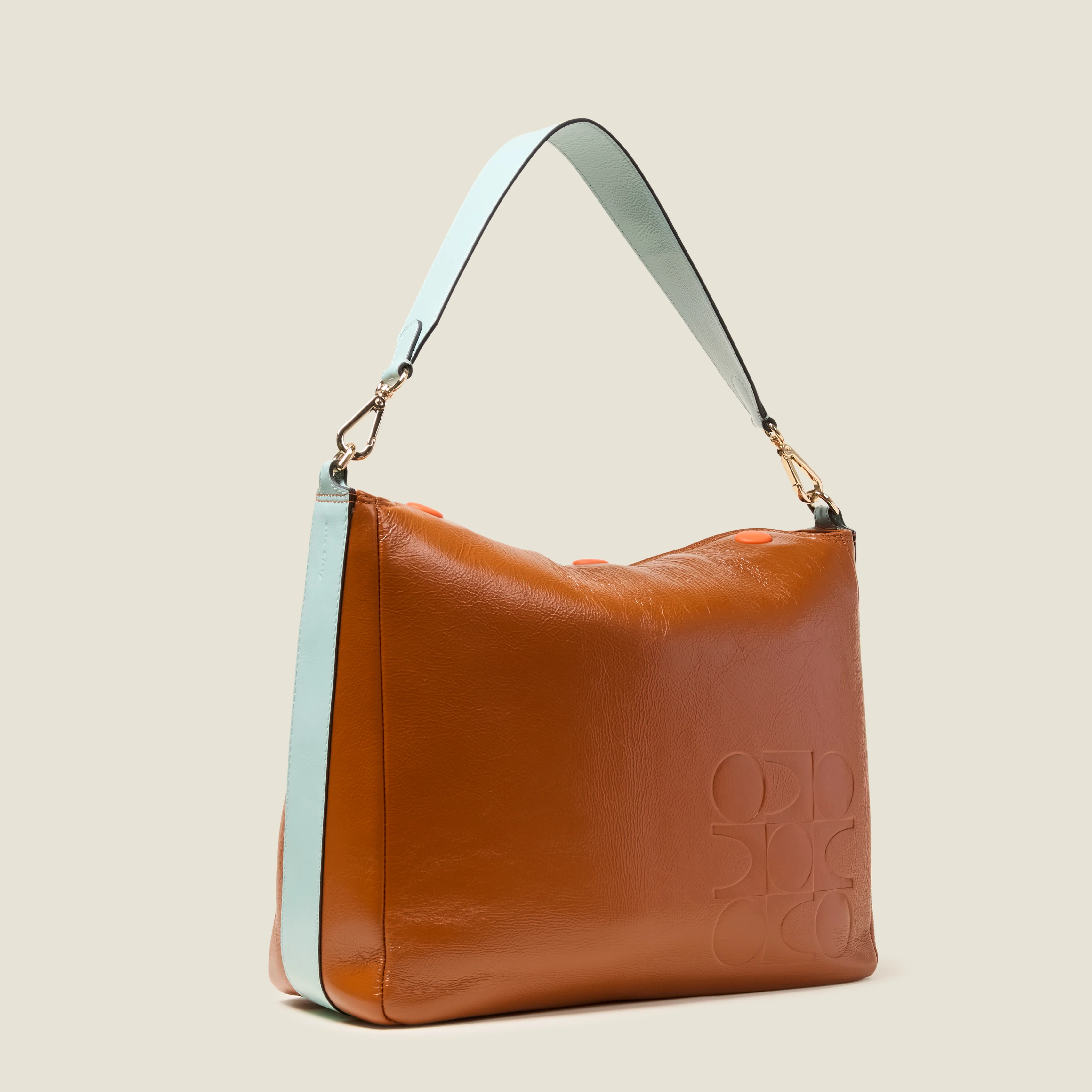 Large Softie Leather Shoulder Bag - OK Colourblock Sienna - Image 2