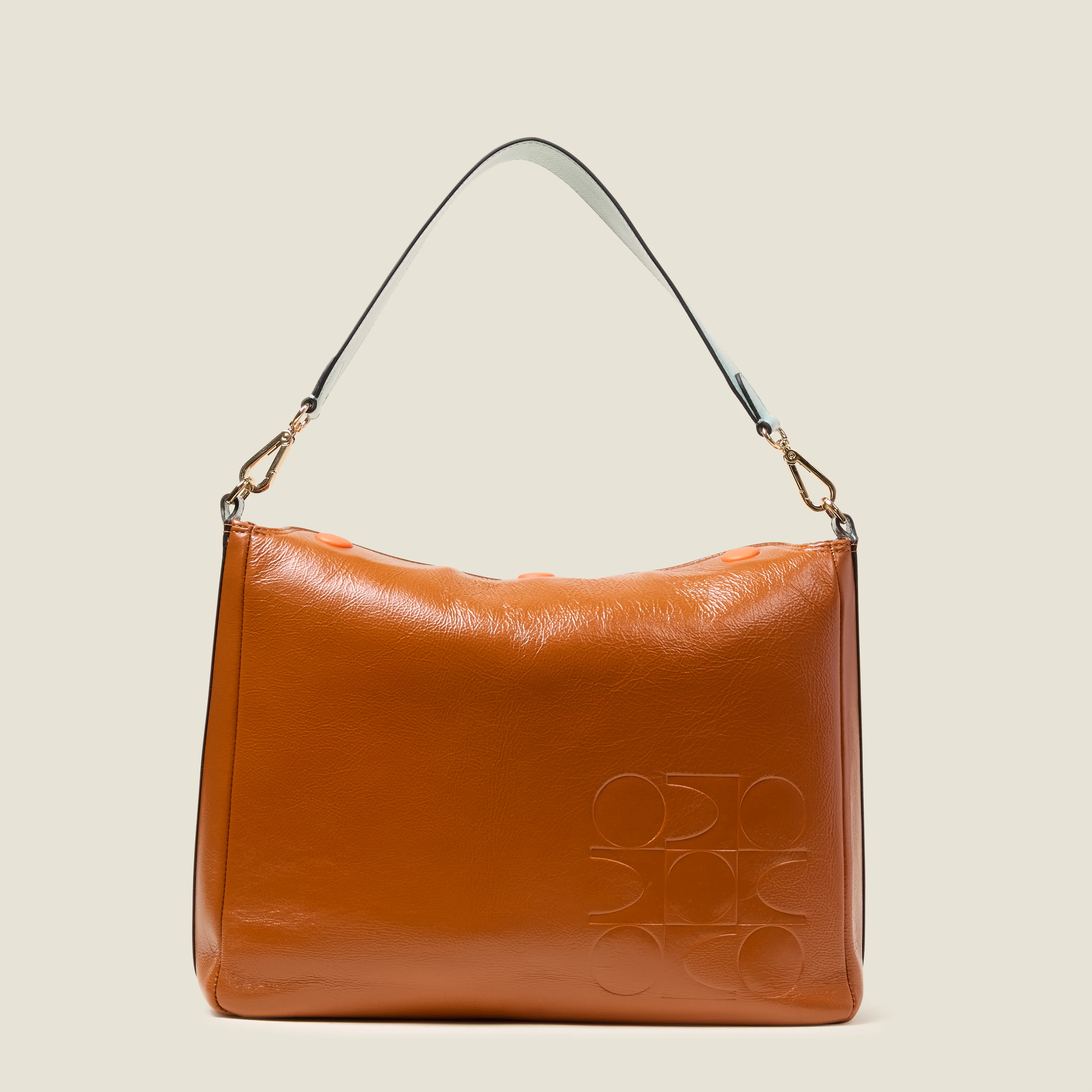 Large Softie Leather Shoulder Bag - OK Colourblock Sienna - Image 3