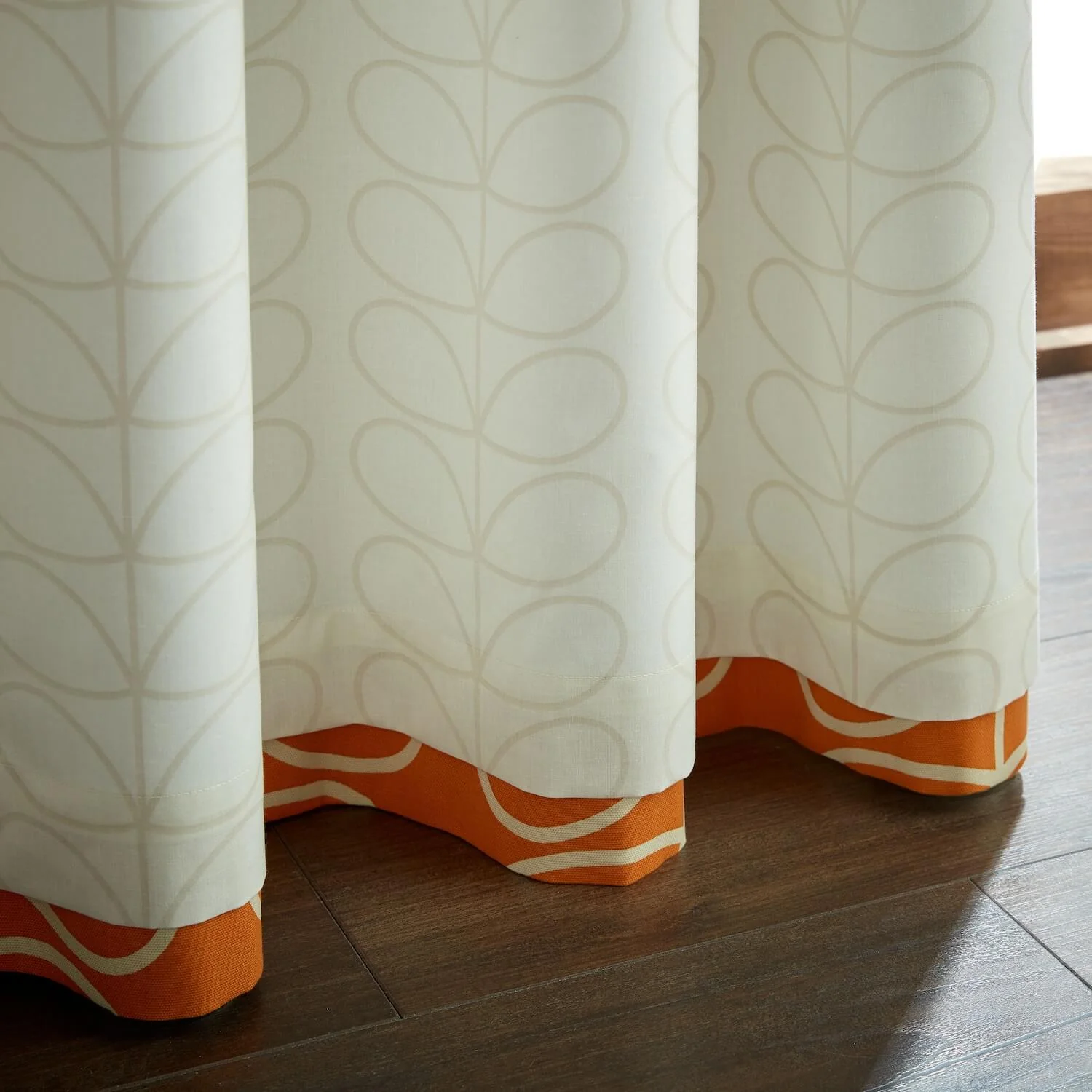 Linear Stem Lined Eyelet Curtains - Burnt Orange - Image 3