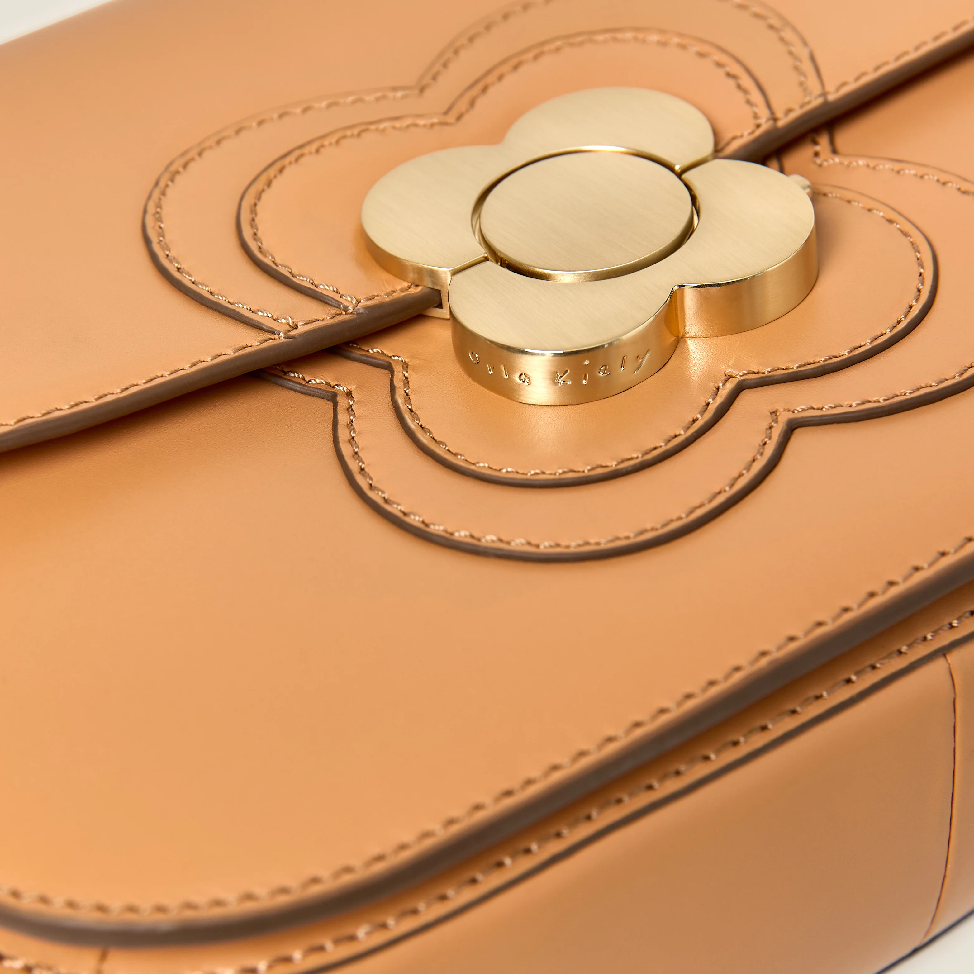 Mini Eclipse Leather Crossbody Bag - Light Tan - Image 8