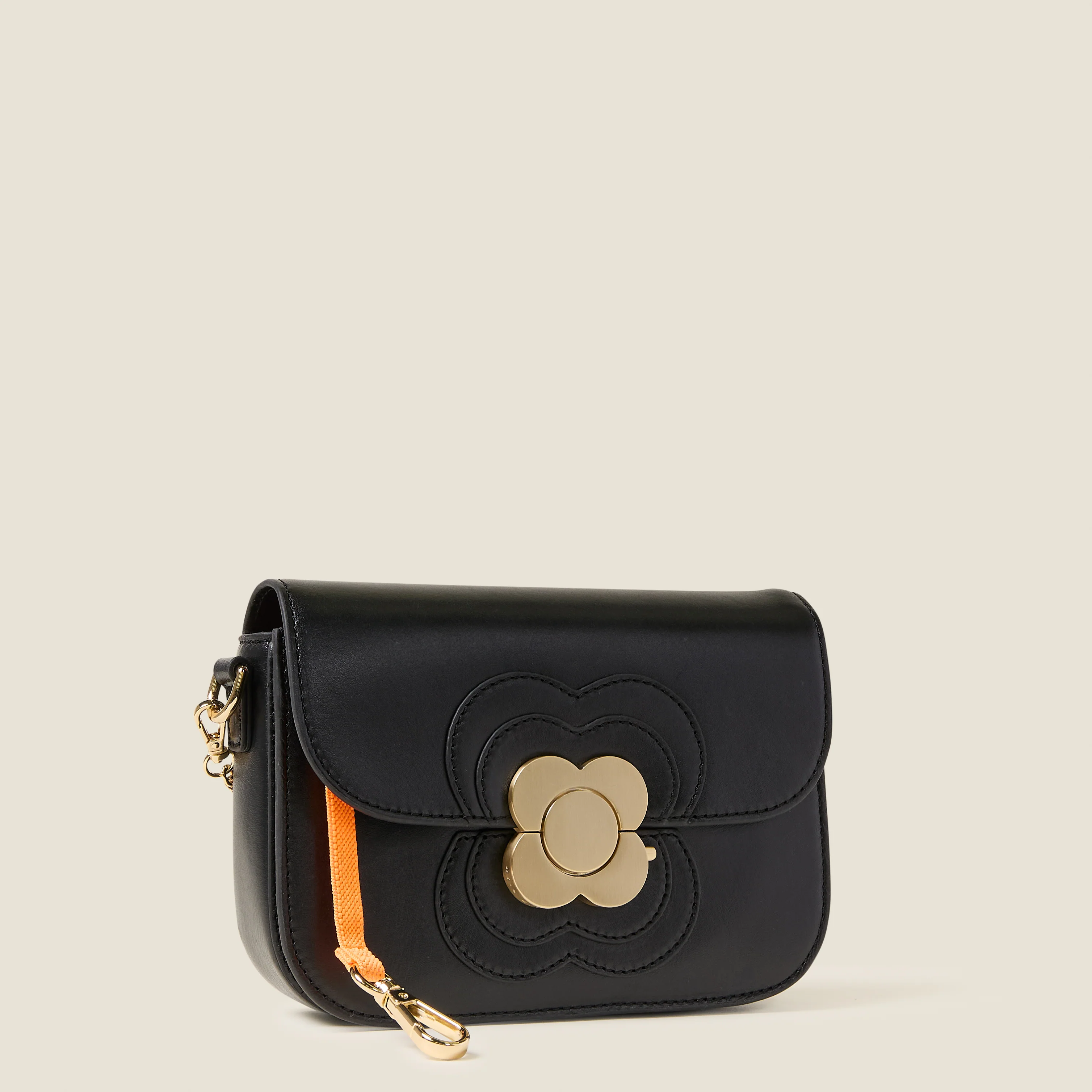 Mini Eclipse Leather Crossbody Bag - Flower Applique Black - Image 5