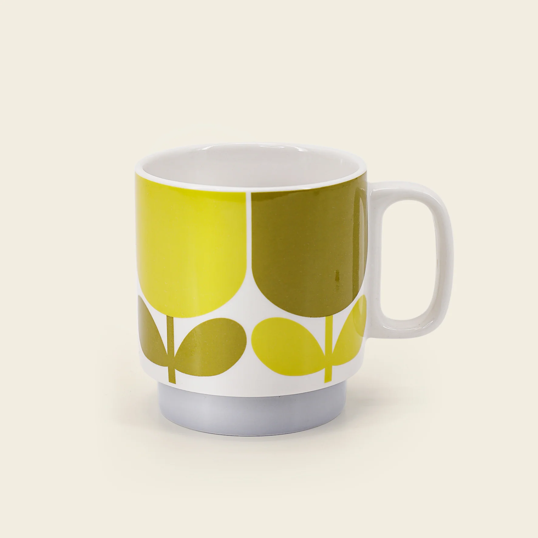 Large Mug Set of 2 - Block Flower Slate/Ochre - Image 3