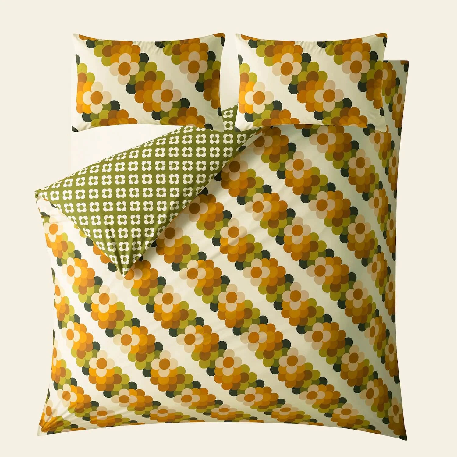 Retro Flower Stripe Bed Linen Set - Multi - Image 2