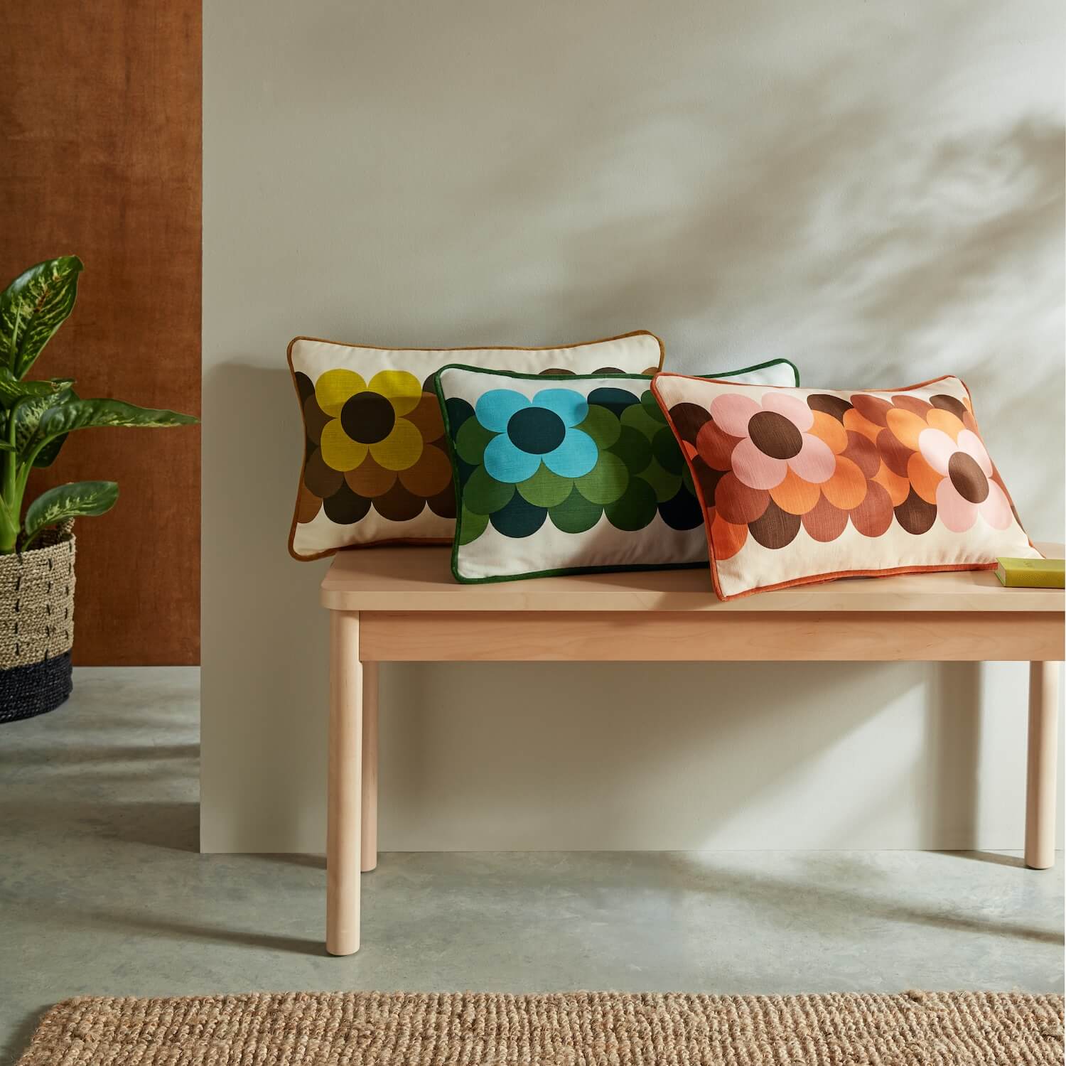 Retro Flower Stripe Cushion - Canyon - Image 2