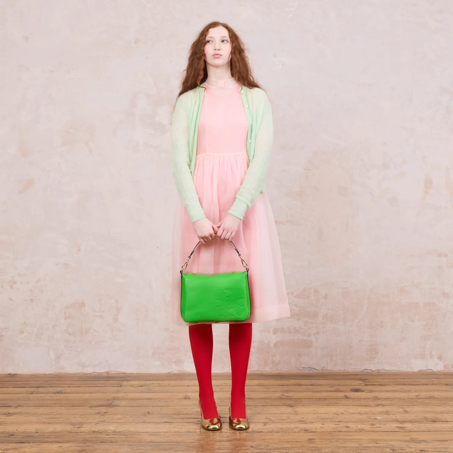 Small Softie Leather Shoulder Bag - Lawn Green - Image 5