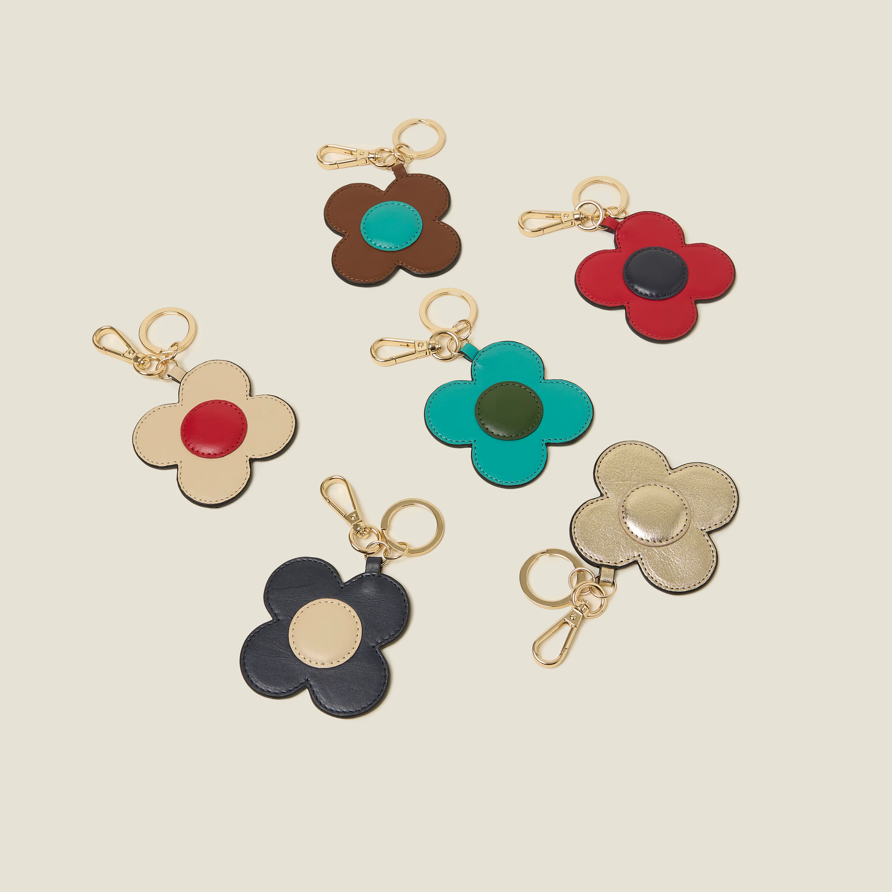 Spot Flower Key Ring - Tan - Image 3