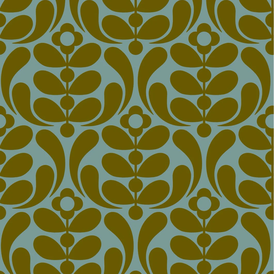Stem Nouveau Duckegg/Seagrass Wallpaper Sample
