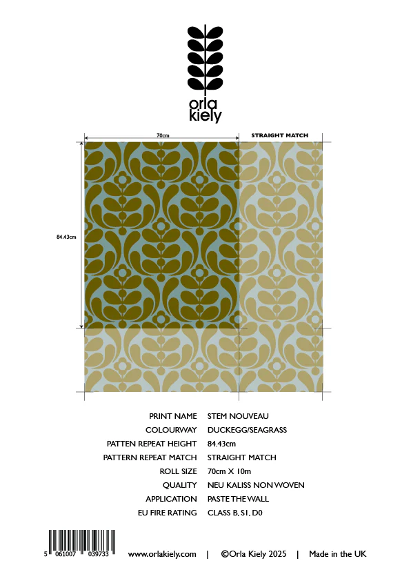 Stem Nouveau Duckegg/Seagrass Wallpaper Sample - Image 2