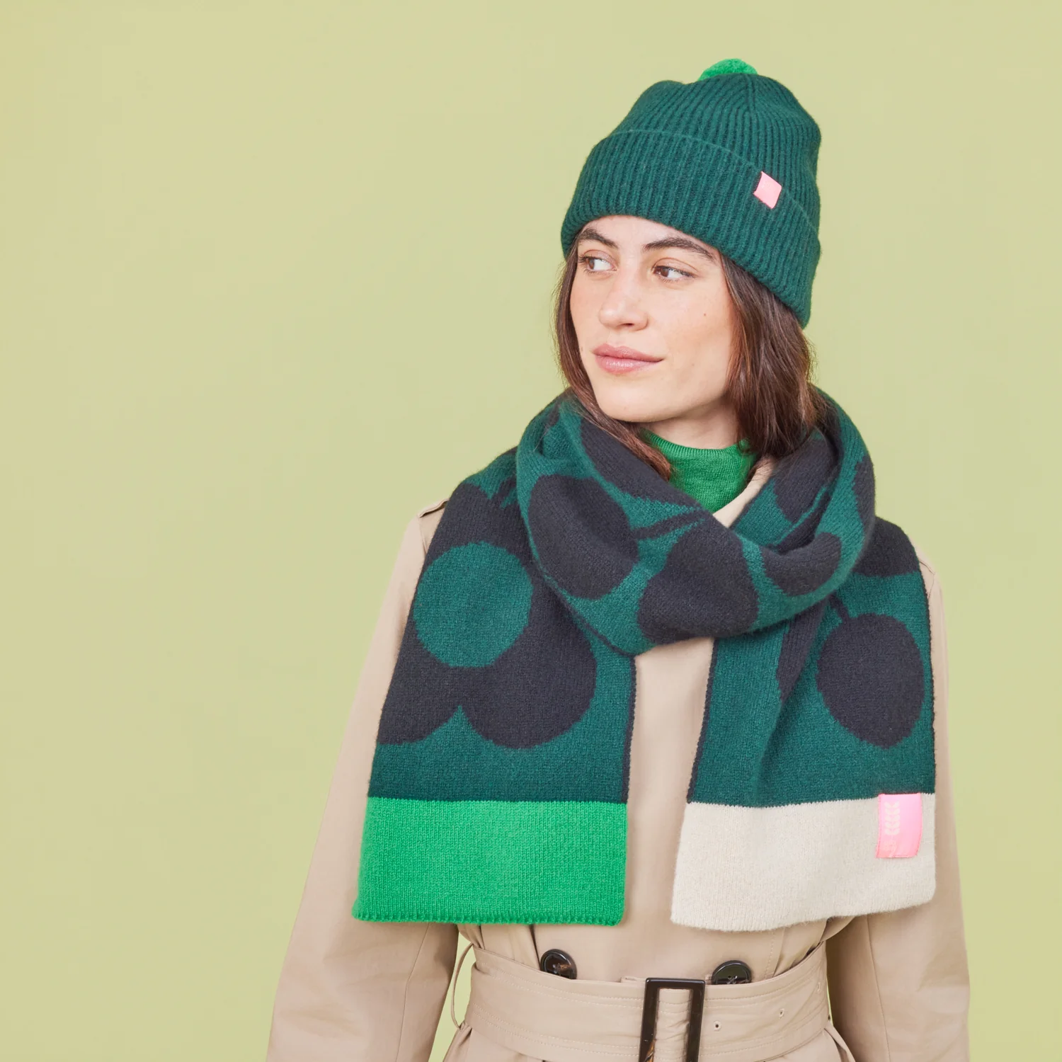 Stem Sprig Wool Scarf - Forest Black - Image 2