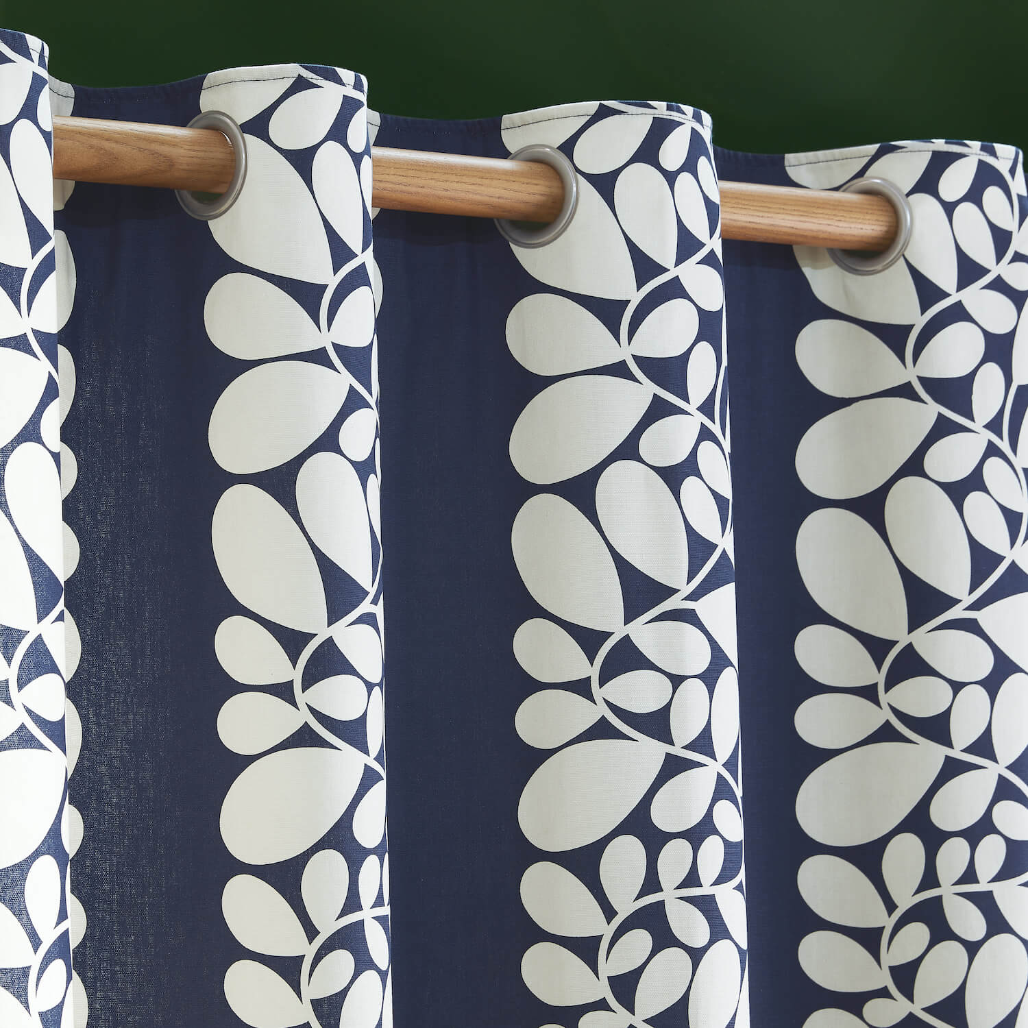 Sycamore Stripe Lined Eyelet Curtains Space Blue - Image 2
