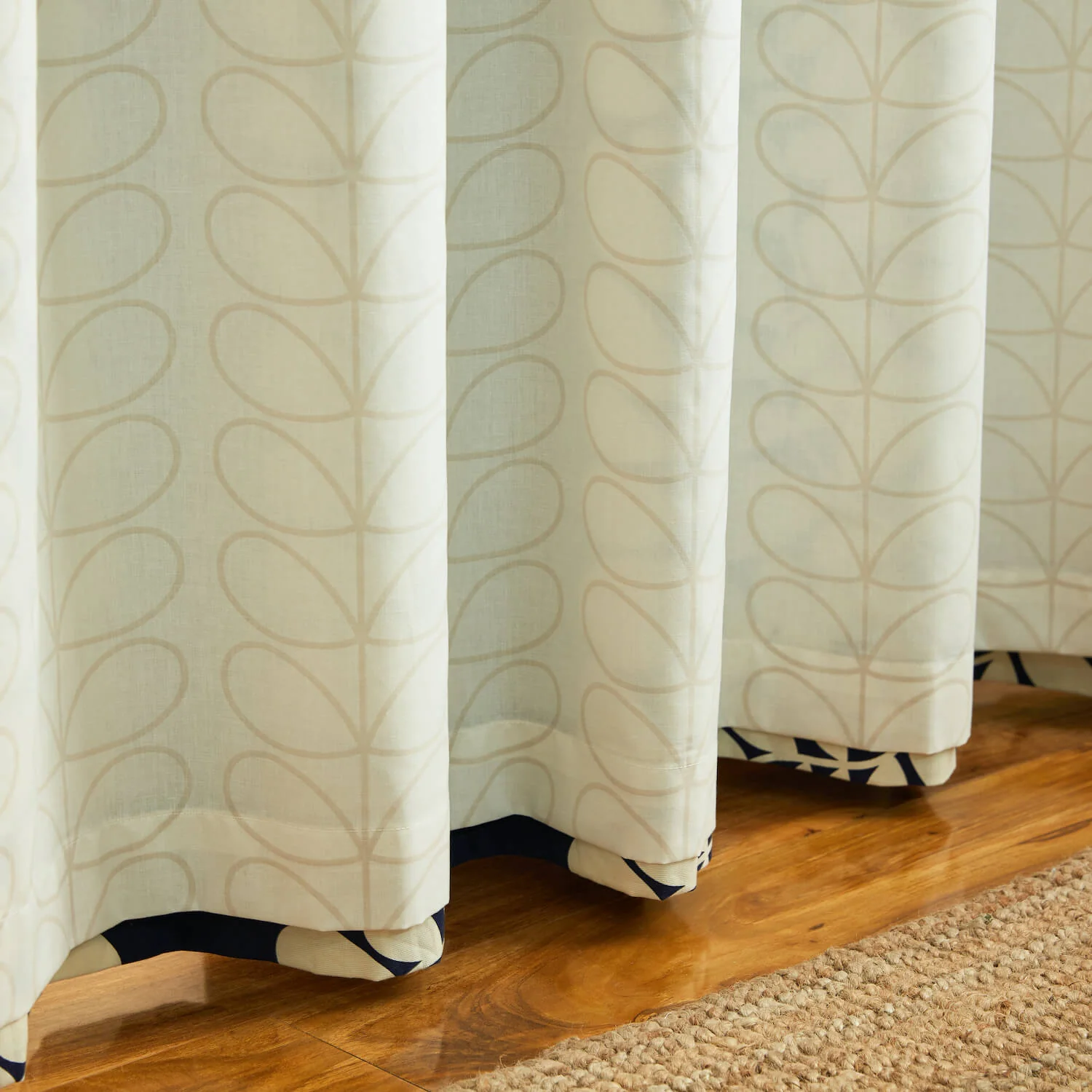 Sycamore Stripe Lined Eyelet Curtains Space Blue - Image 3