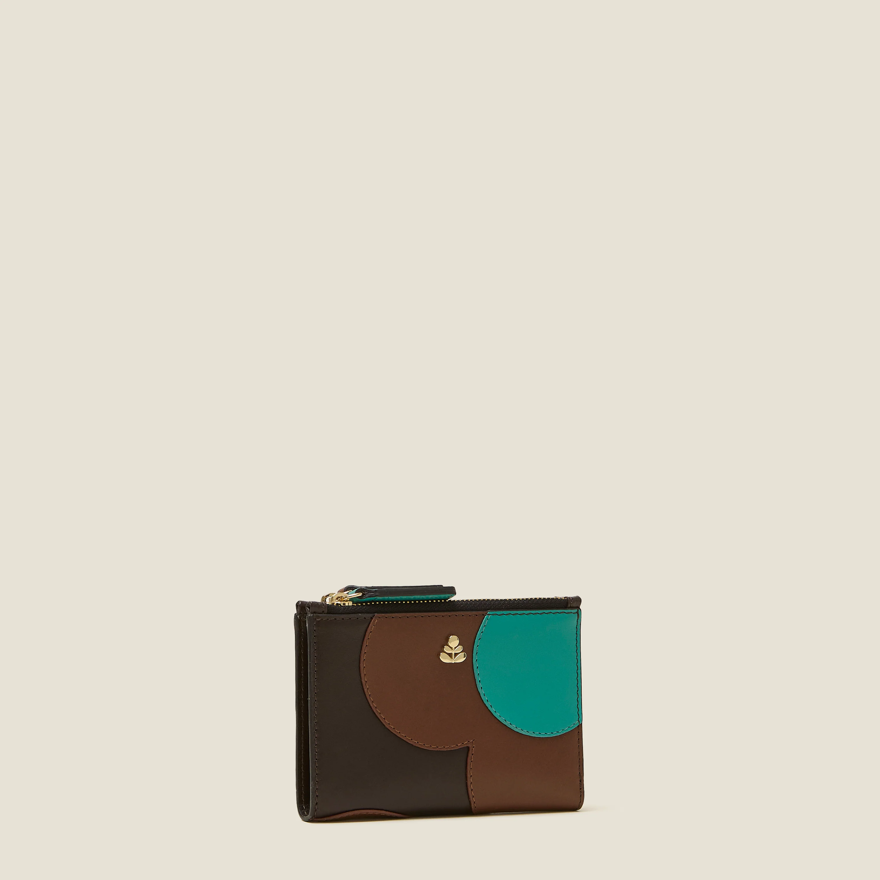 Two Way Coin Purse - Spot Flower Walnut - Image 2