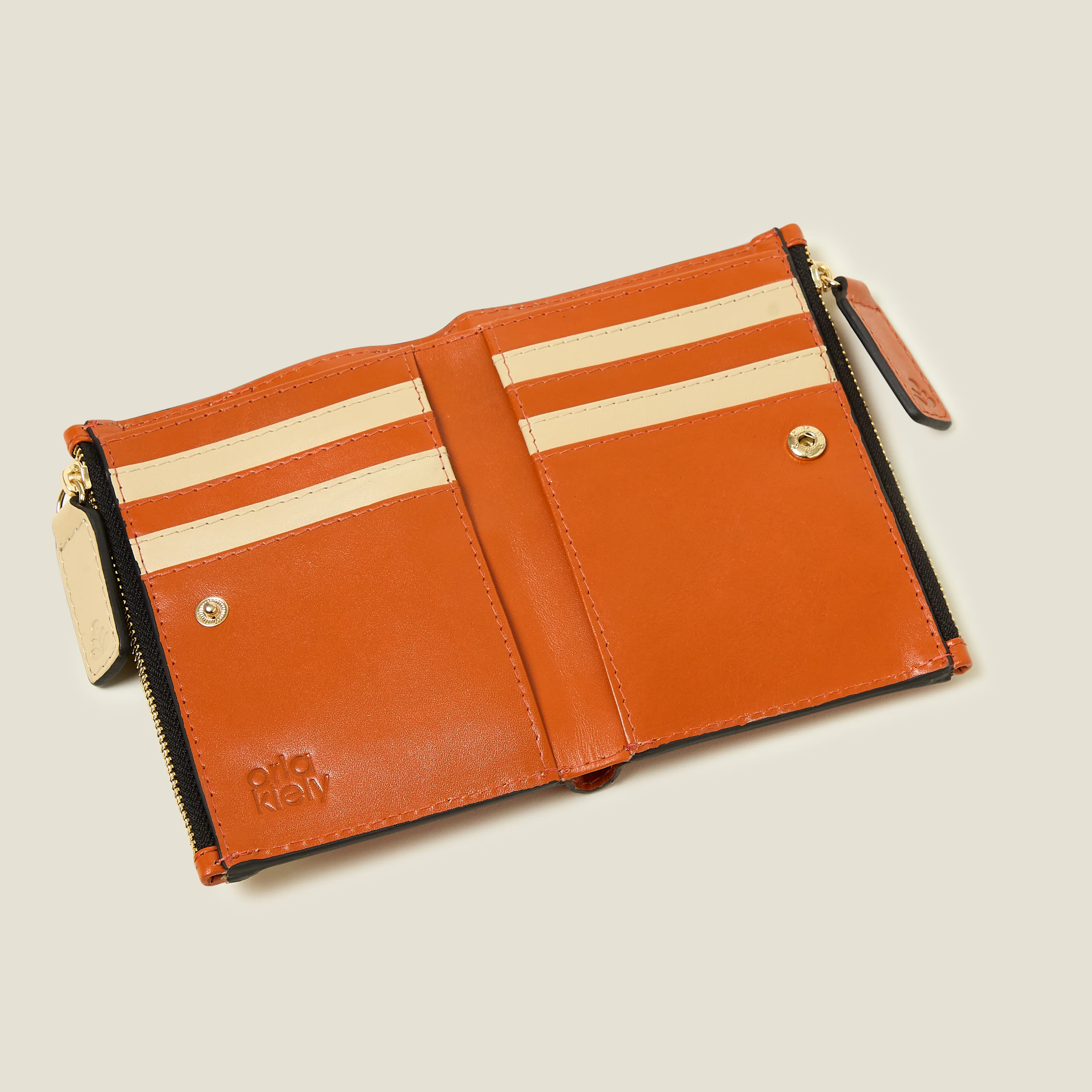 Two Way Coin Purse - Whipstitch Stem Orange - Image 4